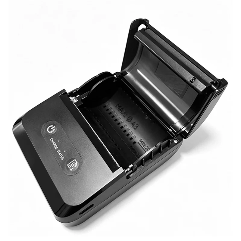 ZJ-8006 Impresora térmica portátil de recibos de 80 mm, impresora móvil de tickets con Bluetooth compatible y USB, doble modo - Negro / Enchufe UE
