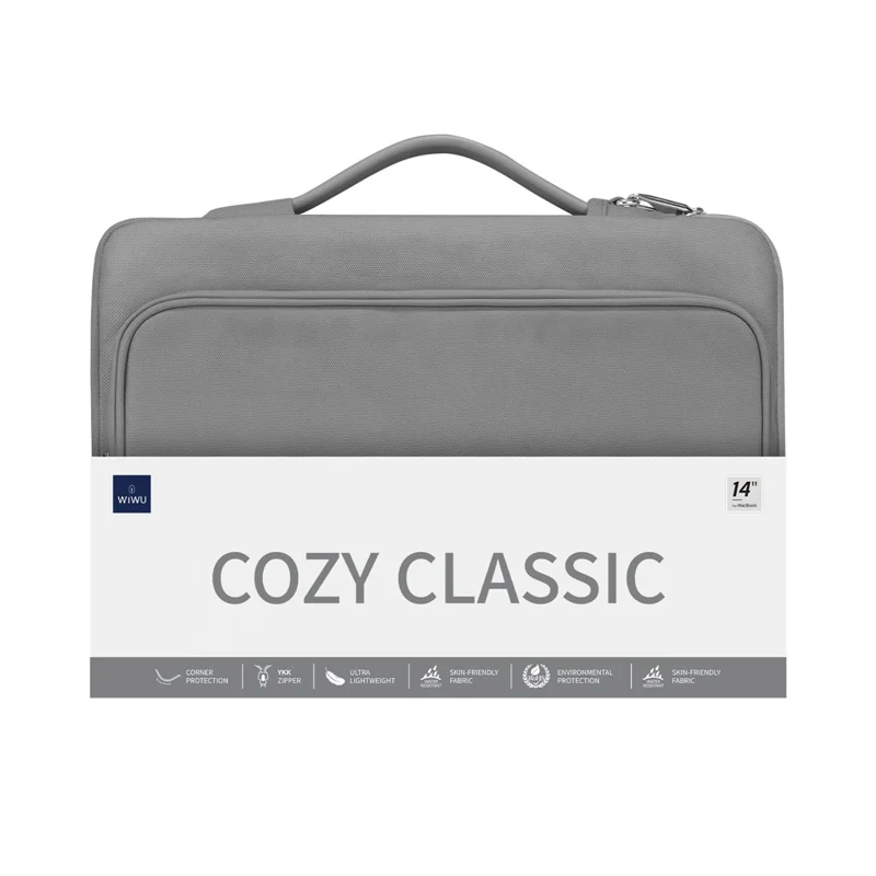 WIWU Protective Sleeve for 16 inch Laptop 900D Polyester + Microfiber Leather Computer Case Handbag - Grey