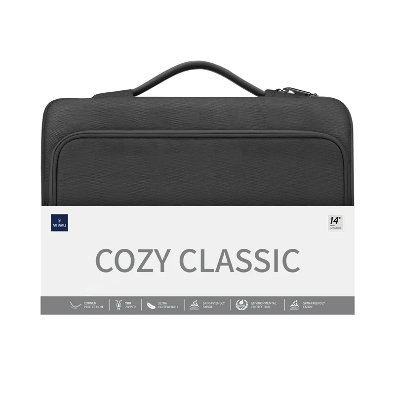 WIWU Protective Sleeve for 14 inch Laptop 900D Polyester + Microfiber Leather Computer Case Handbag - Black