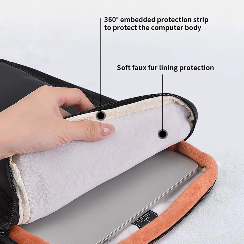 WIWU Protective Sleeve for 14 inch Laptop 900D Polyester + Microfiber Leather Computer Case Handbag - Black