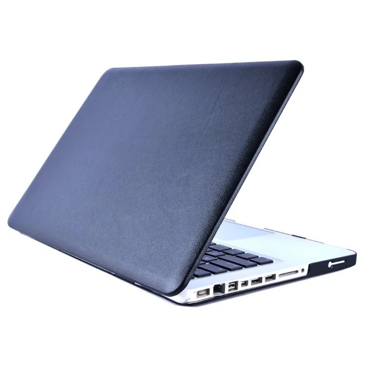 Single Side PU Leather Coated PC Protective Case with Hollow-out Bottom for MacBook Pro 13.3-inch (A1278) - Black