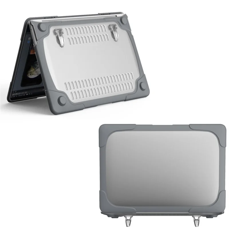 Hard PC Laptop Case Sleev Notebook Computer Cover with Supporting Stand for MacBook Pro 13'' A2251 / A2289 / A2338 - Grey