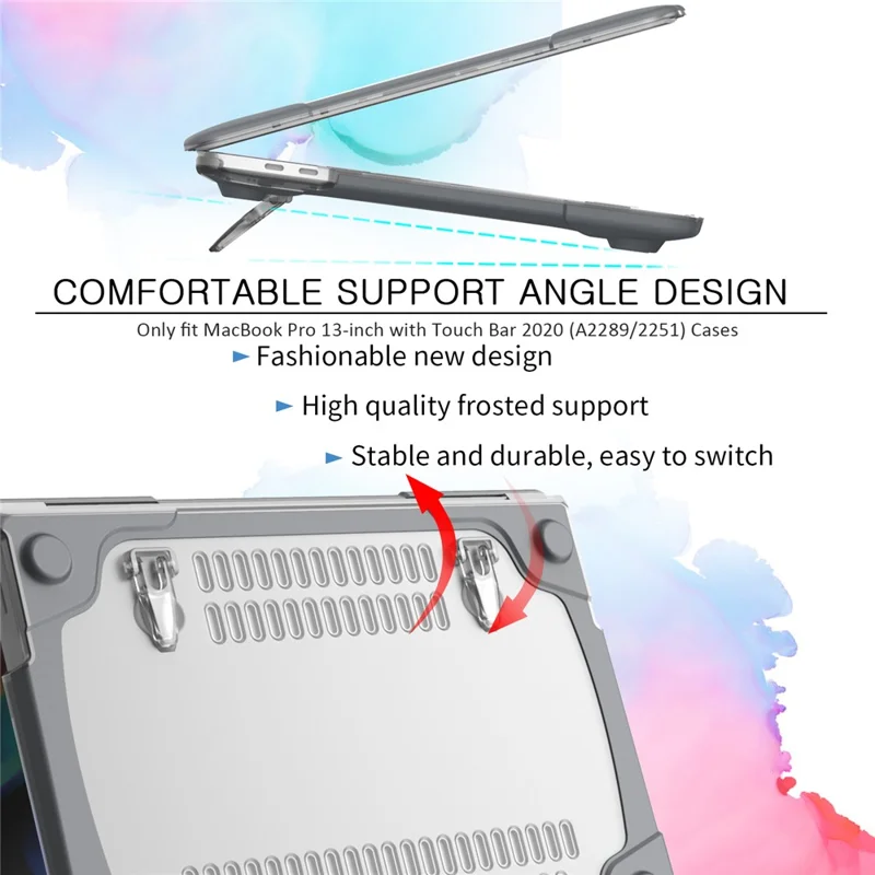 Hard PC Laptop Case Sleev Notebook Computer Cover with Supporting Stand for MacBook Pro 13'' A2251 / A2289 / A2338 - Grey