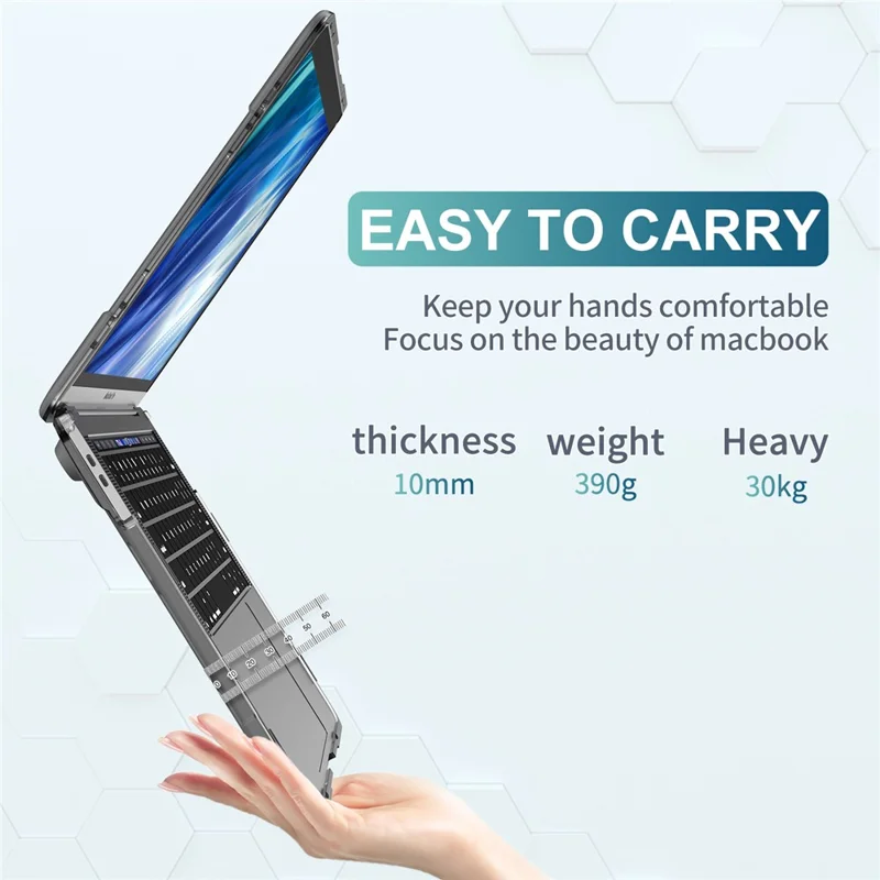 Supporting Stand PC Laptop Case Protective Notebook Cover for MacBook Air 13'' A1932 / A2179 / A2337 - Grey
