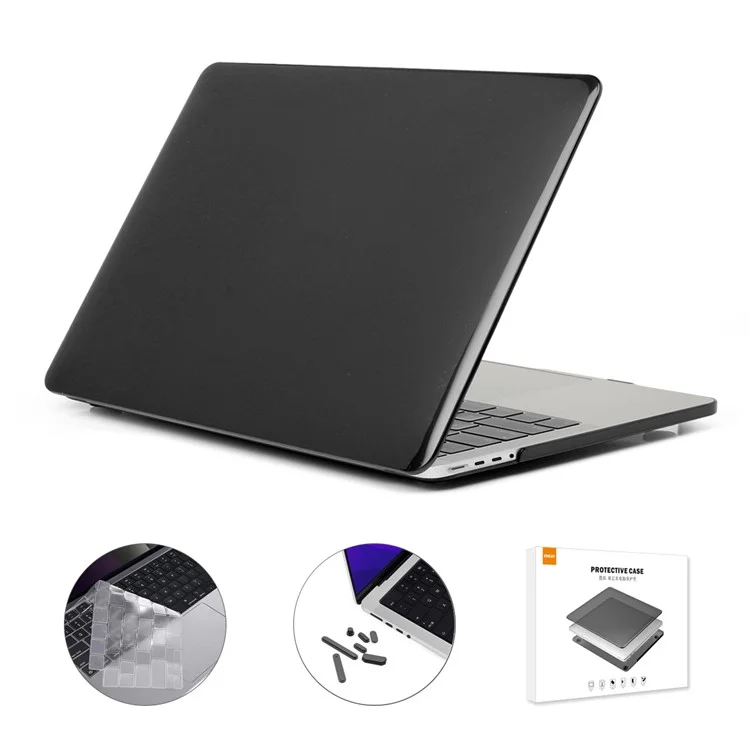 Enkay Hat Prince Pour MacBook Pro 14 Pouces (2021) A2442 (version Ue) Courtier en Ordinateur Portable Crystal PC + Film de Peau de Clavier TPU Ultra-mince Avec Bouchons de Poussière de Silicone - le Noir