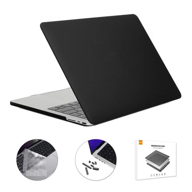 ENKAY HAT PRINCE for MacBook Pro 16 inch (2024) (2023) (2021) A2485 (EU Version) PC Laptop Cover + Keyboard Skin + Dust Plugs - Black