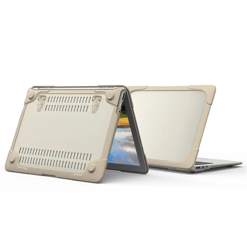 Supporting Stand Design Hard PC Anti-scratch Laptop Case Protective Notebook Cover for MacBook Air 13'' A1466 / A1369 - Khaki