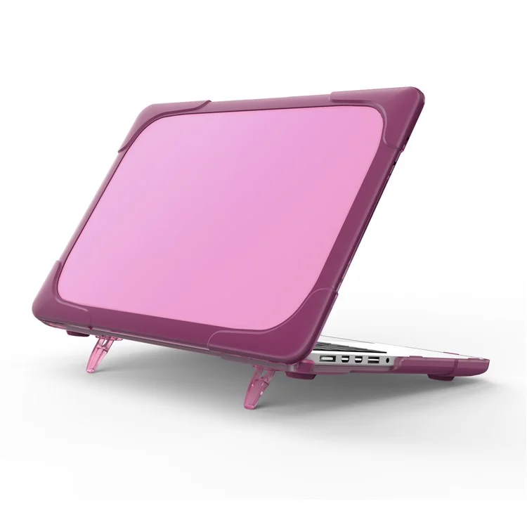 Cas D'ordinateur Portable Hard PC Protection Tout Rond Notebook Couverture Informatique Avec Support De Support Pour MacBook Pro 15 Pouces / Pro Rétine 15 Pouces A1398 - Violet
