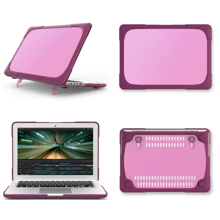 Cas D'ordinateur Portable Hard PC Protection Tout Rond Notebook Couverture Informatique Avec Support De Support Pour MacBook Pro 15 Pouces / Pro Rétine 15 Pouces A1398 - Violet