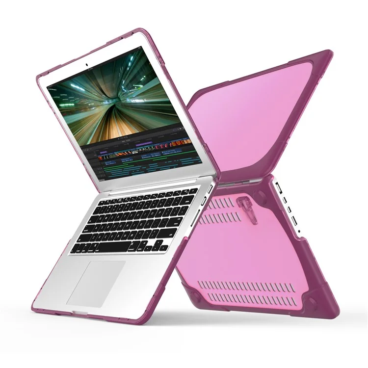 Cas D'ordinateur Portable Hard PC Protection Tout Rond Notebook Couverture Informatique Avec Support De Support Pour MacBook Pro 15 Pouces / Pro Rétine 15 Pouces A1398 - Violet