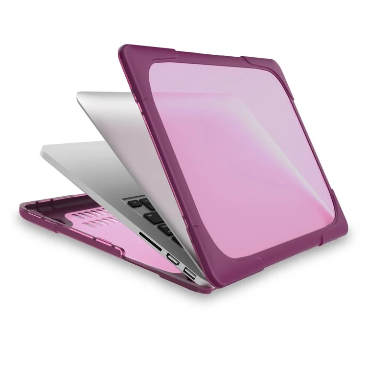 Cas D'ordinateur Portable Hard PC Protection Tout Rond Notebook Couverture Informatique Avec Support De Support Pour MacBook Pro 15 Pouces / Pro Rétine 15 Pouces A1398 - Violet
