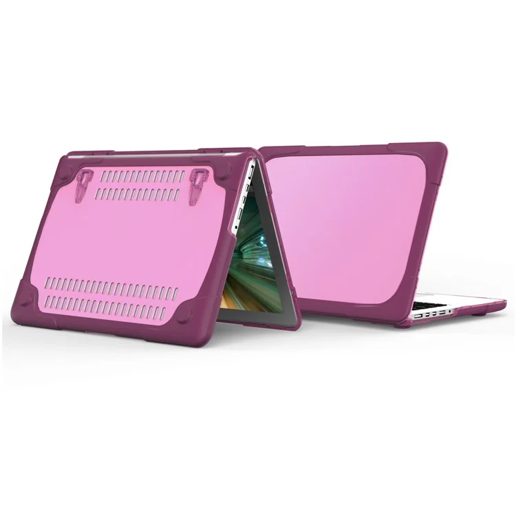 Cas D'ordinateur Portable Hard PC Protection Tout Rond Notebook Couverture Informatique Avec Support De Support Pour MacBook Pro 15 Pouces / Pro Rétine 15 Pouces A1398 - Violet