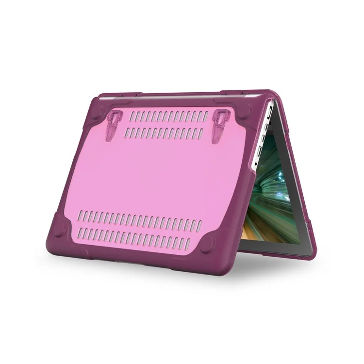 Cas D'ordinateur Portable Hard PC Protection Tout Rond Notebook Couverture Informatique Avec Support De Support Pour MacBook Pro 15 Pouces / Pro Rétine 15 Pouces A1398 - Violet