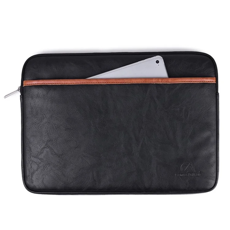 CANVASARTISAN L18-06 13-inch Fashionable Laptop Sleeve Laptop Simple Style PU Leather Carrying Pouch Bag - Black / Brown