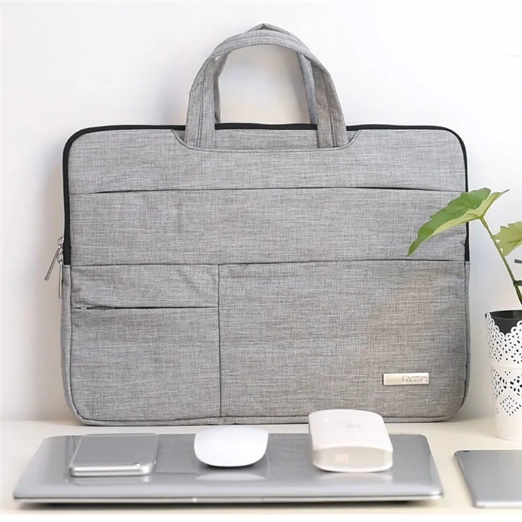 CANVASARTISAN L3-02 Capa de Notebook Estilo Simples 15'' Laptop Grande Capacidade Bolsa Laptop Case - Cinza Claro