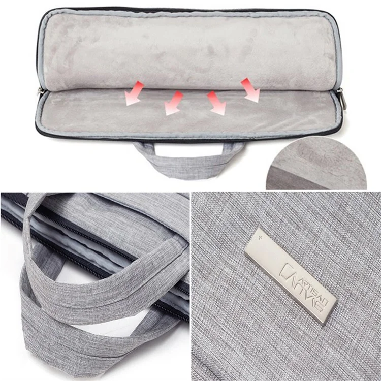 CANVASARTISAN L3-02 Capa de Notebook Estilo Simples 15'' Laptop Grande Capacidade Bolsa Laptop Case - Cinza Claro