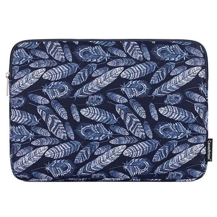 CANVASARTISAN H4-03 Notebook Liner Bag Leaves Pattern Protective Cover Zipper Case for 15-inch Laptop