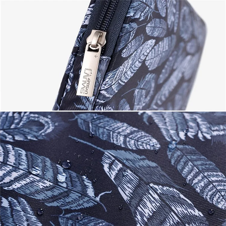 CANVASARTISAN H4-03 Notebook Liner Bag Leaves Pattern Protective Cover Zipper Case for 15-inch Laptop