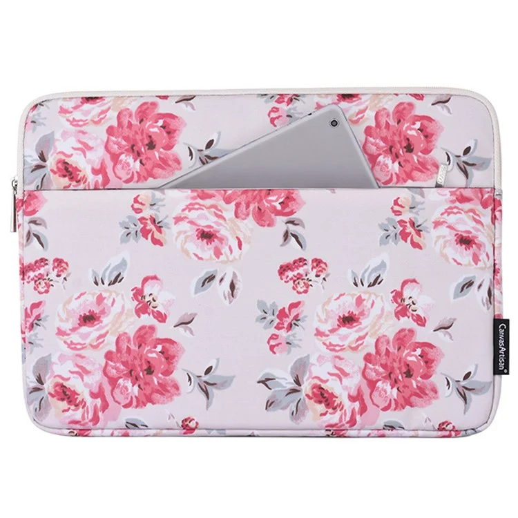 CANVASARTISAN H10-11 Rose Flower Pattern Portable Laptop Storage Case Shockproof PU Leather Carrying Bag for 14-inch Notebook