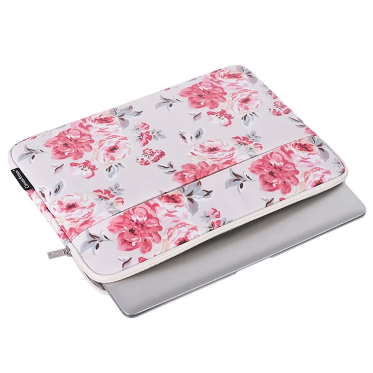 CANVASARTISAN H10-11 Rose Flower Pattern Portable Laptop Storage Case Shockproof PU Leather Carrying Bag for 14-inch Notebook