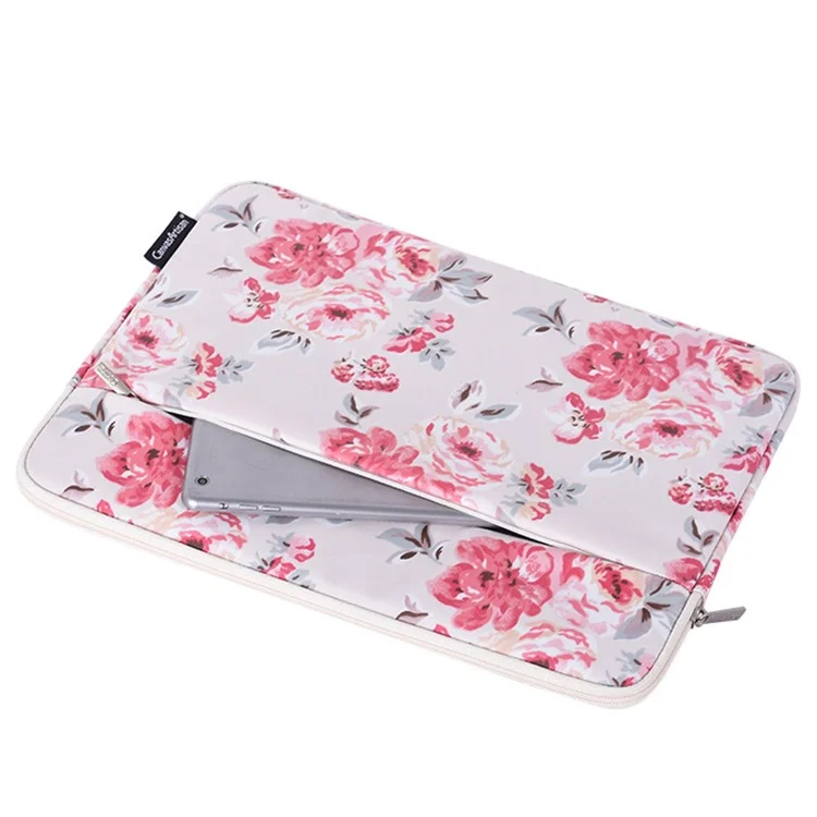CANVASARTISAN H10-11 Rose Flower Pattern Portable Laptop Storage Case Shockproof PU Leather Carrying Bag for 14-inch Notebook
