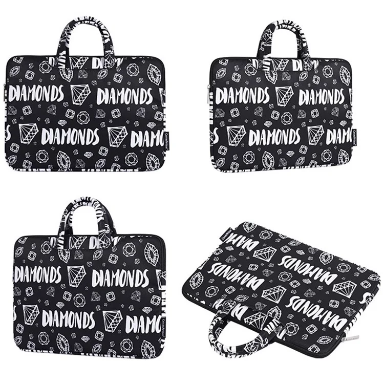 CANVASARTISAN H15-B01 Laptop Sleeve Diamond Pattern Handbag Carrying Case for 12-inch Notebook - Black