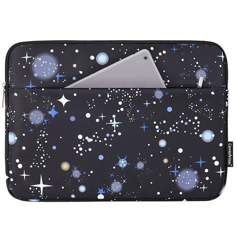CANVASARTISAN H16-11 Protective Sleeve Starry Sky Pattern Laptop Carrying Bag for 15-inch Notebook - Black