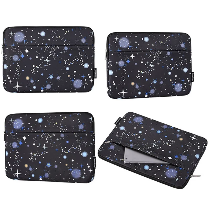 CANVASARTISAN H16-11 Protective Sleeve Starry Sky Pattern Laptop Carrying Bag for 15-inch Notebook - Black