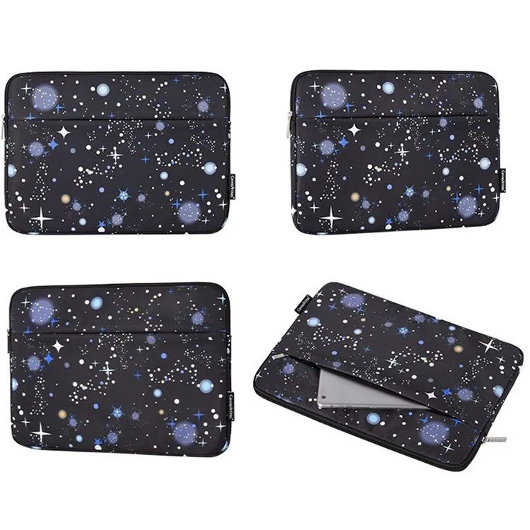 Canvasan H16-11 Starry Sky Padrão Laptop Sleeve Carrying Bag Capa Para Notebook De 14 Polegadas - Preto