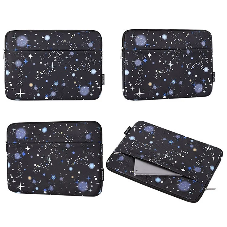CANVASARTISAN H16-11 Starry Sky Pattern Zipper Laptop Sleeve Carrying Case for 12-inch Notebook - Black