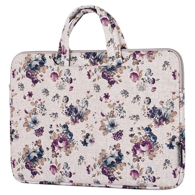 CANVASARTISAN H2-B02 15-inch Canvas Travel Laptop Handbag Portable Flower Pattern Notebook Carrying Case