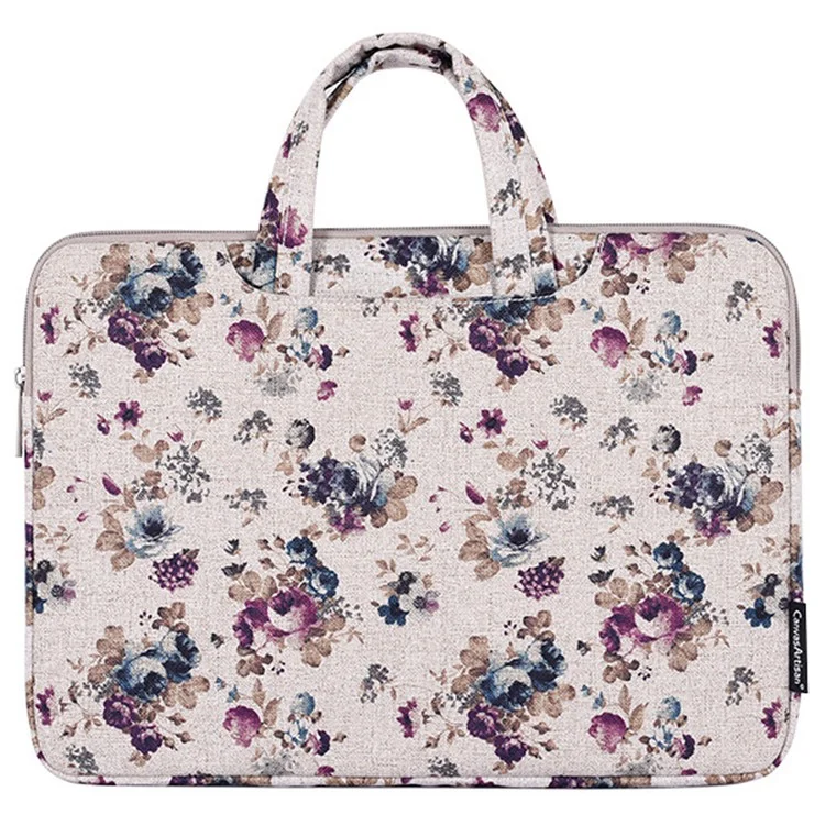 CANVASARTISAN H2-B02 15-inch Canvas Travel Laptop Handbag Portable Flower Pattern Notebook Carrying Case
