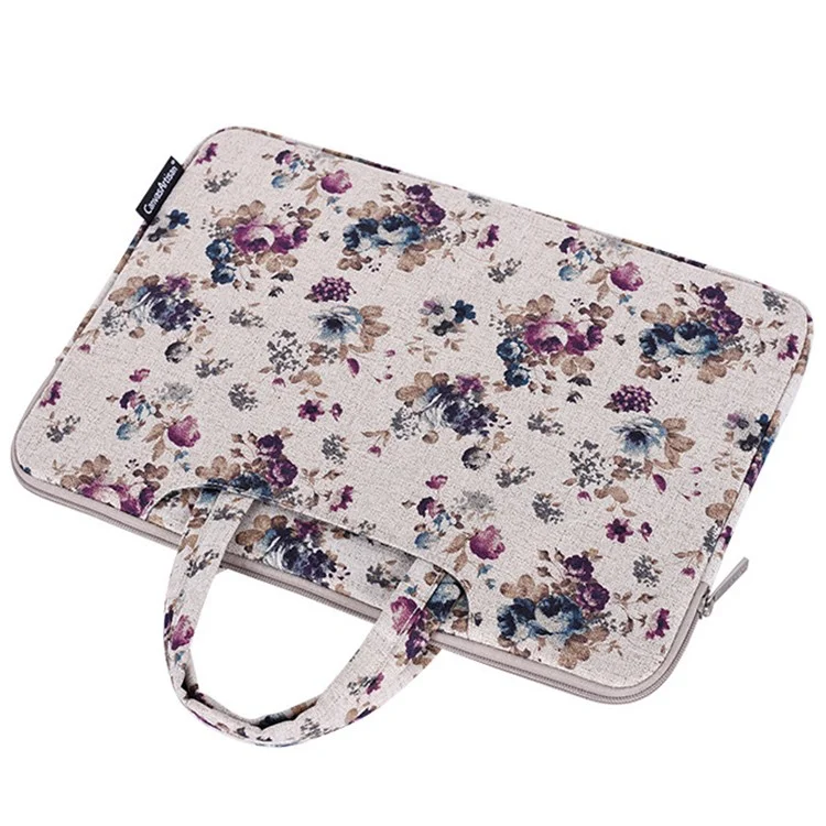 CANVASARTISAN H2-B02 15-inch Canvas Travel Laptop Handbag Portable Flower Pattern Notebook Carrying Case