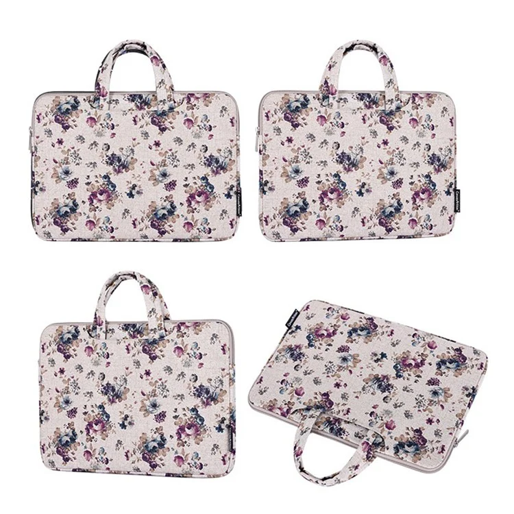 CANVASARTISAN H2-B02 15-inch Canvas Travel Laptop Handbag Portable Flower Pattern Notebook Carrying Case
