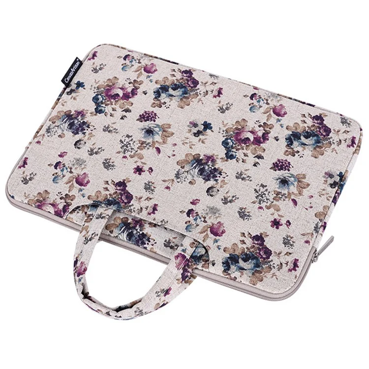 CANVASARTISAN H2-B02 14-inch Canvas Laptop Handbag Flower Pattern Notebook Carrying Case