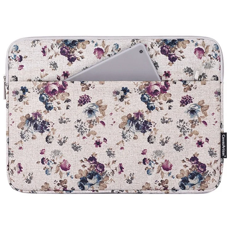 CANVASARTISAN H2-12 Custodia protettiva per notebook da 15 pollici con motivo a fiori, borsa per il trasporto del laptop - Cachi