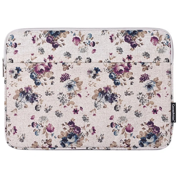 CANVASARTISAN H2-12 Custodia protettiva per notebook da 15 pollici con motivo a fiori, borsa per il trasporto del laptop - Cachi