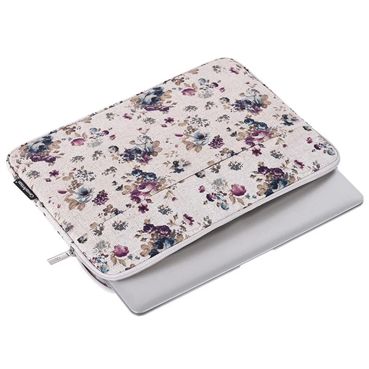 CANVASARTISAN H2-12 Custodia protettiva per notebook da 15 pollici con motivo a fiori, borsa per il trasporto del laptop - Cachi
