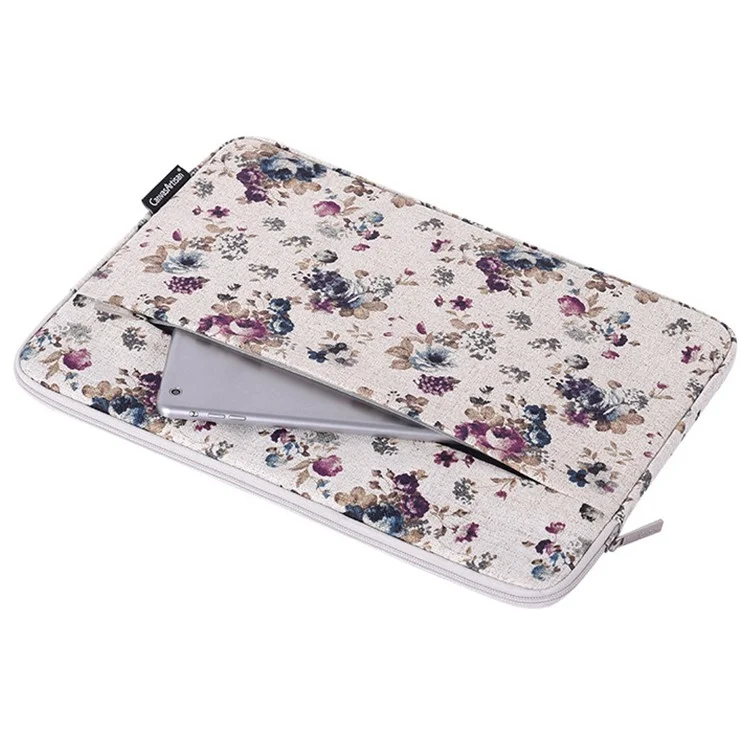 CANVASARTISAN H2-12 Custodia protettiva per notebook da 15 pollici con motivo a fiori, borsa per il trasporto del laptop - Cachi