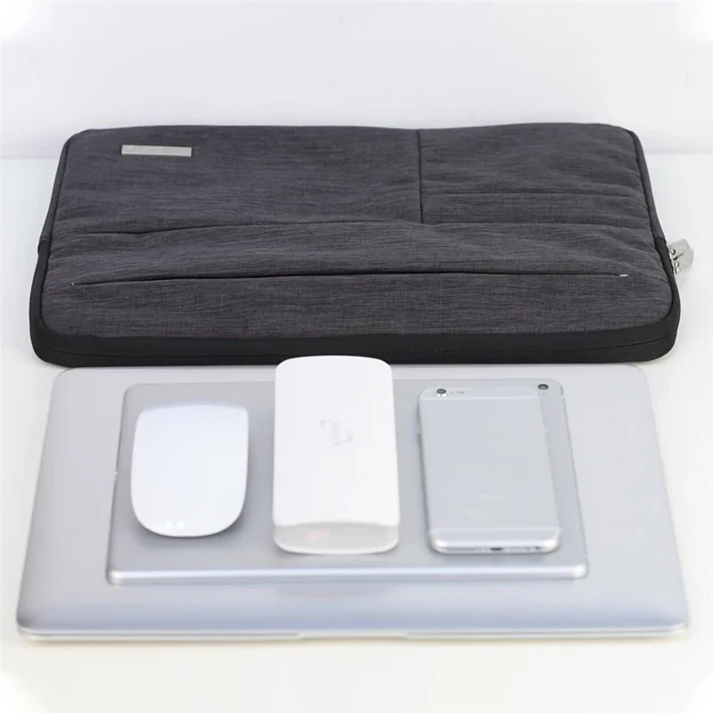 CANVASARTISAN L2-02 Shockproof Laptop Storage Case Slim Light PU Leather Carrying Bag for 12-inch Notebook - Light Grey