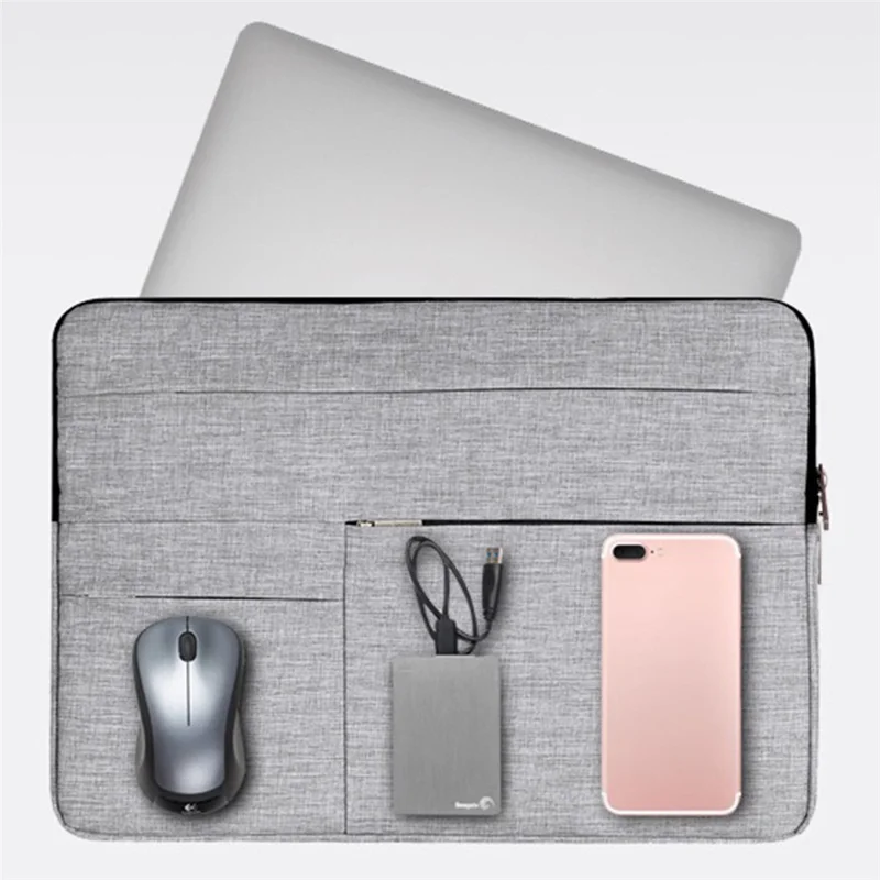 CANVASARTISAN L2-02 Shockproof Laptop Storage Case Slim Light PU Leather Carrying Bag for 12-inch Notebook - Light Grey