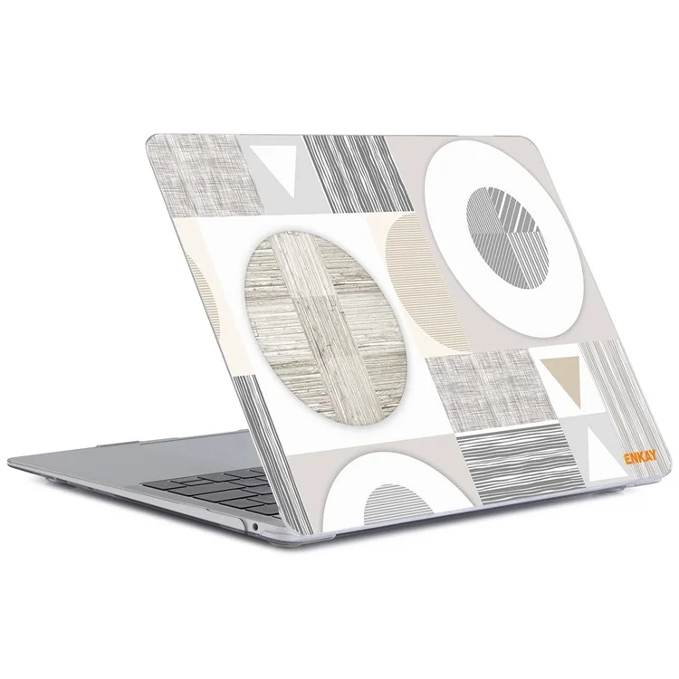 ENKAY HAT PRINCE for MacBook Air 13 inch (2018-2019) A1932 Geometry Series Crystal Clear Hard PC Laptop Protective Case Polycarbonate Notebook Cover - Geometry No.3