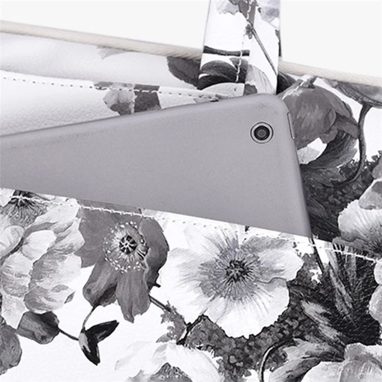 CANVASARTISAN G1-A01 15-inch Laptop Protective Sleeve Watercolor Flower Pattern Carrying Case PU Leather Notebook Handbag with Shoulder Strap