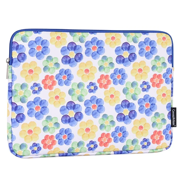 CANVASARTISAN G51-01 Flower Printing Ultra-thin Laptop Sleeve Soft Lining Leather Notebook Bag for 11-inch Laptop