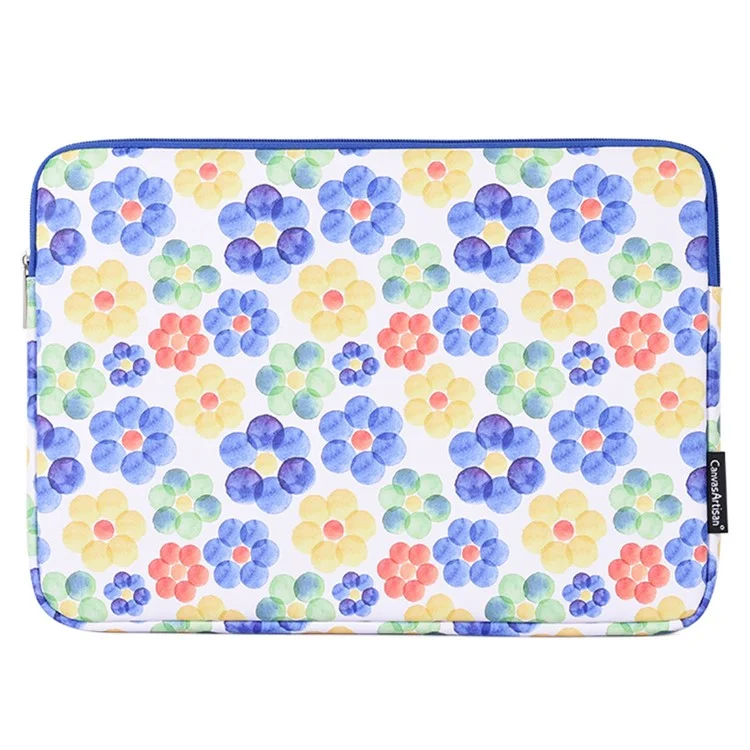 CANVASARTISAN G51-01 Flower Printing Ultra-thin Laptop Sleeve Soft Lining Leather Notebook Bag for 11-inch Laptop