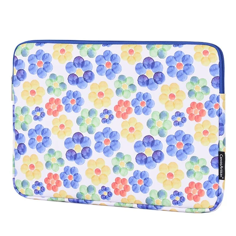 CANVASARTISAN G51-01 Flower Printing Ultra-thin Laptop Sleeve Soft Lining Leather Notebook Bag for 11-inch Laptop