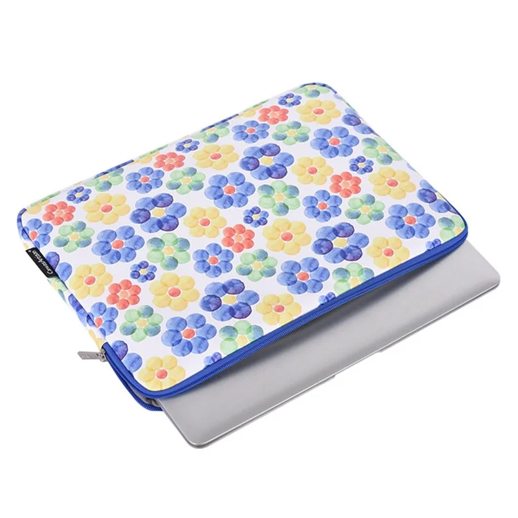 CANVASARTISAN G51-01 Flower Printing Ultra-thin Laptop Sleeve Soft Lining Leather Notebook Bag for 11-inch Laptop