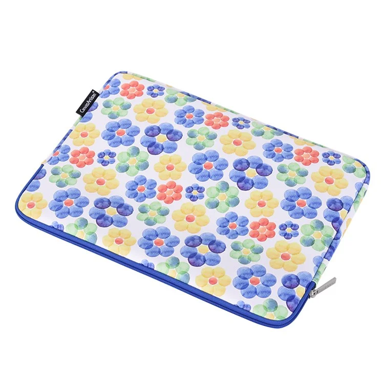 CANVASARTISAN G51-01 Flower Printing Ultra-thin Laptop Sleeve Soft Lining Leather Notebook Bag for 11-inch Laptop
