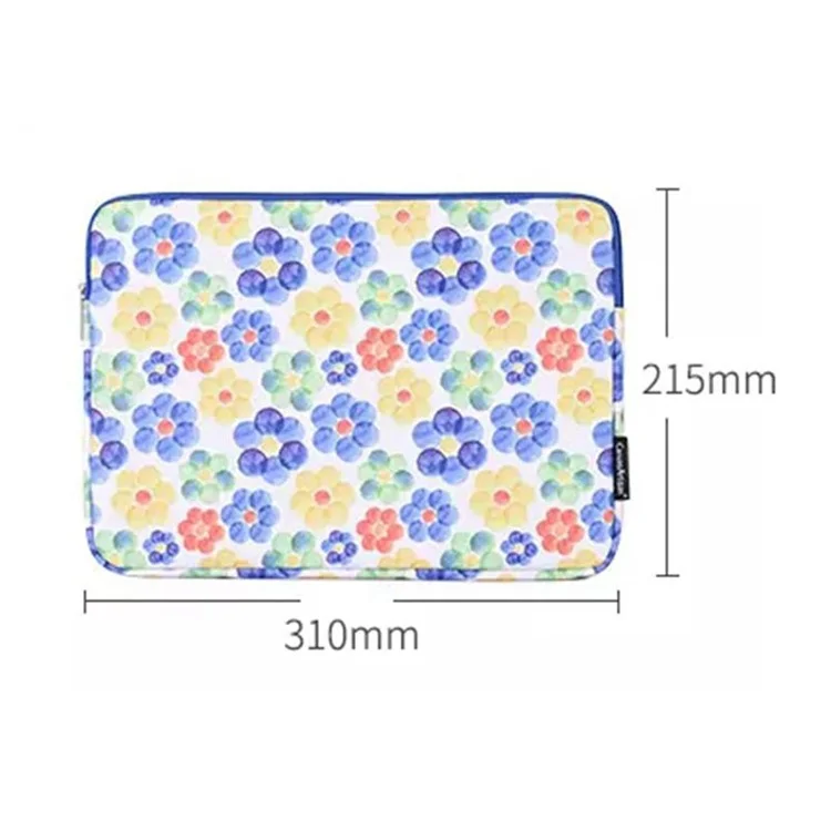 CANVASARTISAN G51-01 Flower Printing Ultra-thin Laptop Sleeve Soft Lining Leather Notebook Bag for 11-inch Laptop
