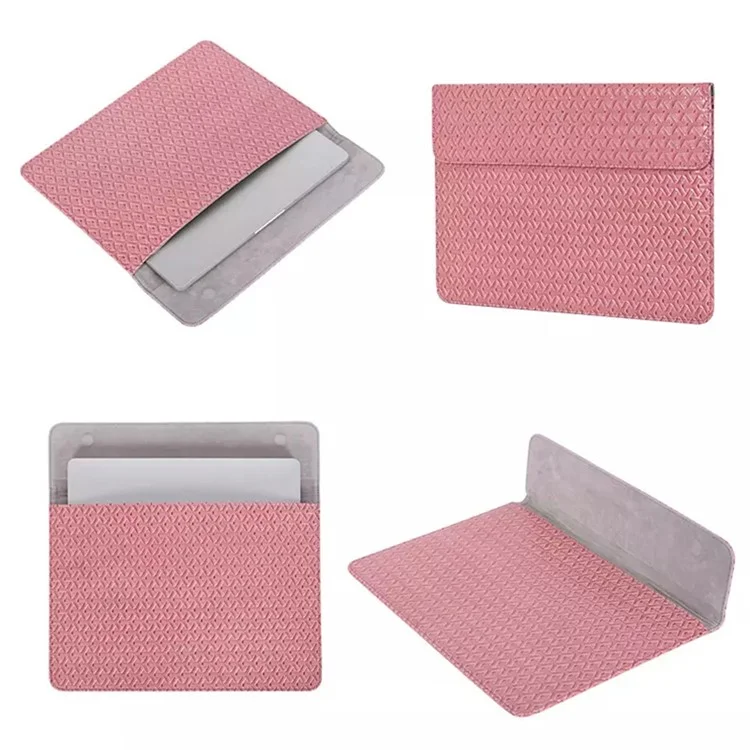 CANVASARTISAN EL30-01 Wear-resistant PU Leather 13 inch Laptop Carrying Case Scratch-proof Woven Texture Tablet Sleeve Bag with Magnetic Buckle
